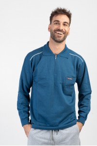 Μπλούζα Φούτερ με γιακά και τσέπη COTTON4ALL Μπλε Ραφ 007 Μπλούζα Φούτερ με γιακά και τσέπη COTTON4ALL Μπλε Ραφ 007