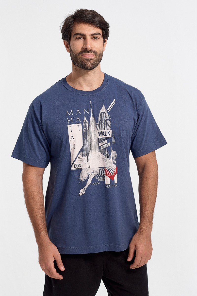 Aνδρικό T-Shirt COTTON4ALL Manhattan Big Size