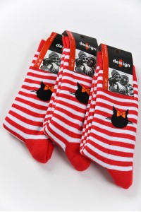 Γυναικείες κάλτσες DESIGN 3 Pack Red Stripes Γυναικείες κάλτσες DESIGN 3 Pack Red Stripes