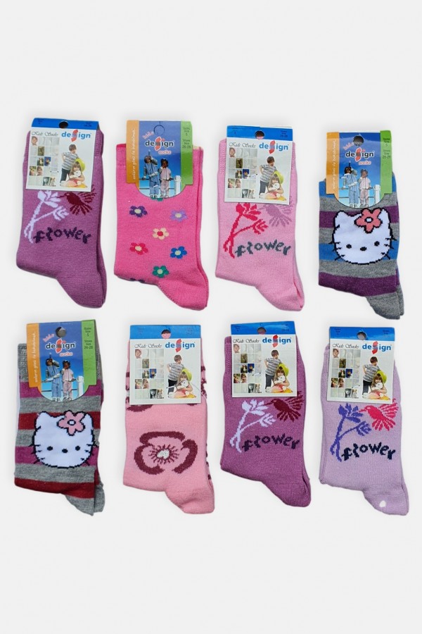 Παιδικές κάλτσες Κορίτσι Design Πολύχρωμες 8 Ζεύγη Κωδ 600