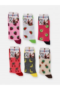 Παιδικές κάλτσες Κορίτσι Design Πολύχρωμες 6 Ζεύγη Κωδ 567