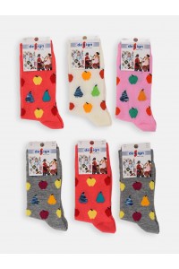 Παιδικές κάλτσες Κορίτσι Design Πολύχρωμες 6 Ζεύγη Κωδ 611