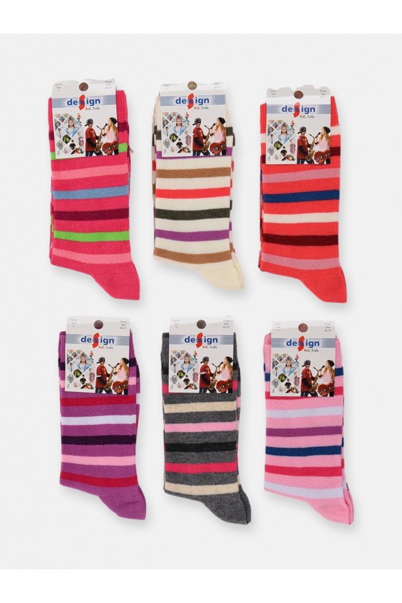 Παιδικές κάλτσες Κορίτσι Design Πολύχρωμες 6 Ζεύγη Κωδ 599