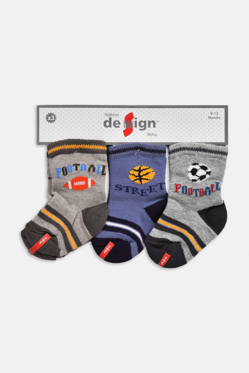Βρεφικές κάλτσες αγόρι DESIGN 3 Pack Combo 4 Βρεφικές κάλτσες αγόρι DESIGN 3 Pack Combo 4