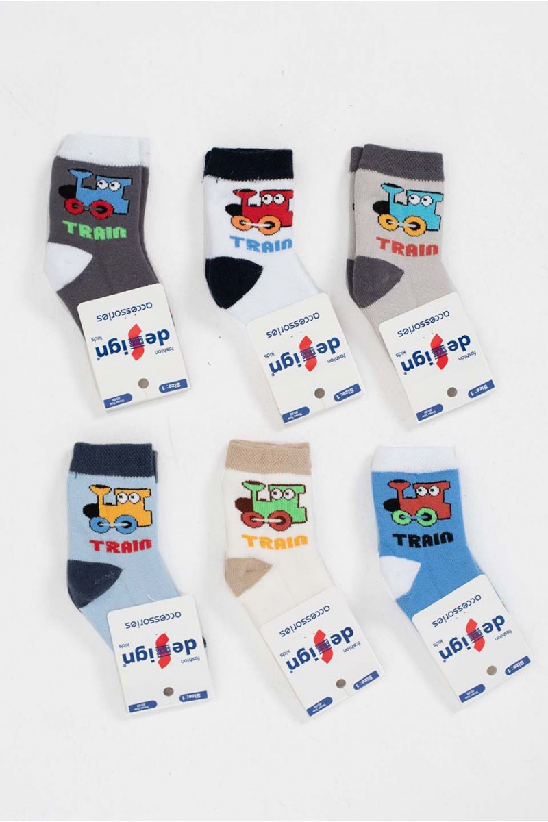 Βρεφικές κάλτσες DESIGN για αγόρι 6 Ζεύγη TRAIN