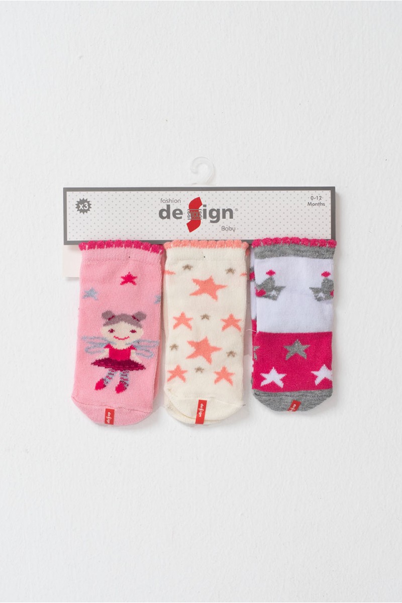Βρεφικές κάλτσες κορίτσι DESIGN 3 Pack 3010 2 Βρεφικές κάλτσες κορίτσι DESIGN 3 Pack 3010 2