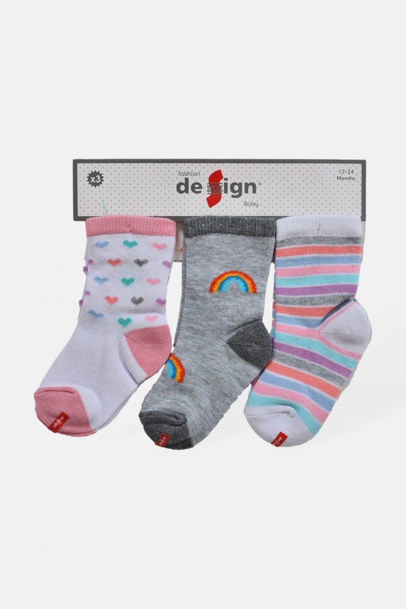 Βρεφικές κάλτσες κορίτσι DESIGN 3 Pack Combo 3 Βρεφικές κάλτσες κορίτσι DESIGN 3 Pack Combo 3