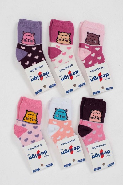 Βρεφικές κάλτσες DESIGN για κορίτσι 6 Ζεύγη CATS 2