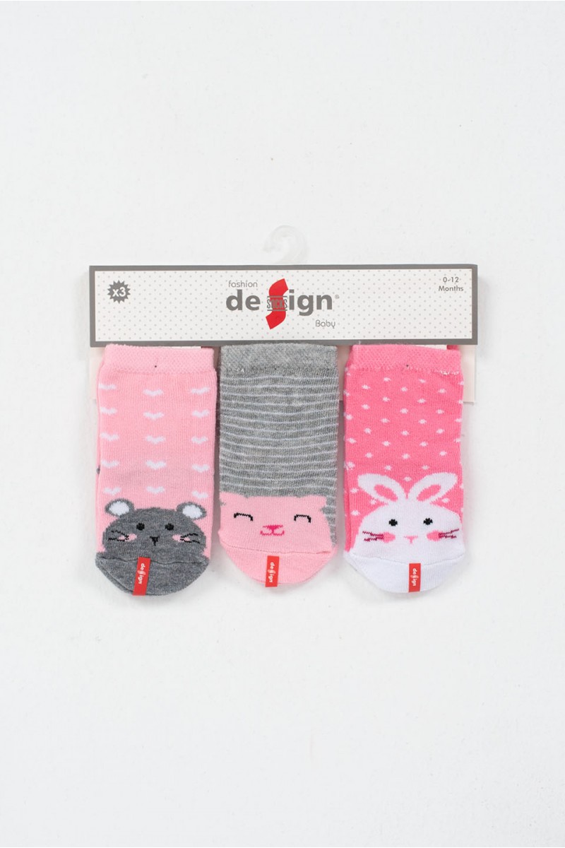 Βρεφικές κάλτσες κορίτσι DESIGN 3 Pack 3010 3