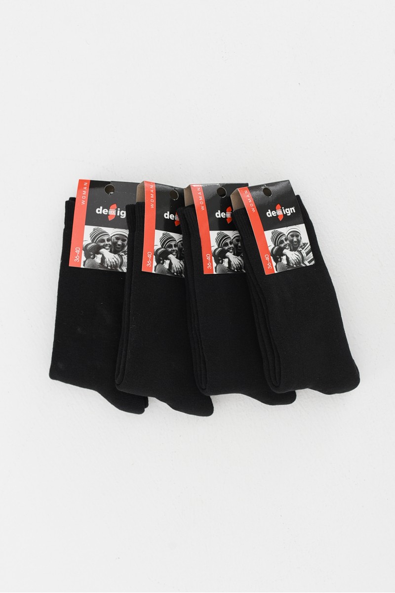 Χειμερινές κάλτσες μονόχρωμες DESIGN ΜΑΥΡΟ 6 Pack 8500020