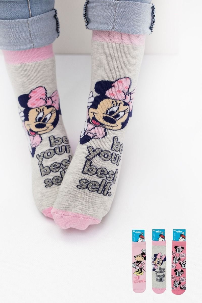 Παιδικές κάλτσες DISNEY MINNIE με βεντουζάκια 3 Pack 506