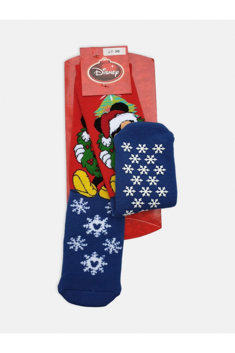 Παιδικές κάλτσες Xριστουγεννιάτικες Mickey με Βεντουζάκια