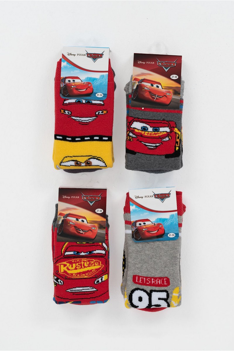 Παιδικές κάλτσες DISNEY CARS με βεντουζάκια 4 Pack