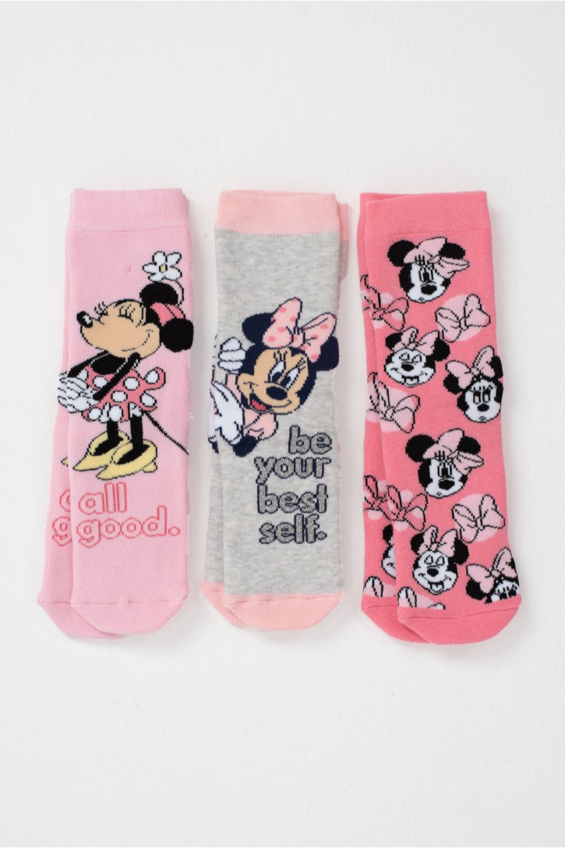 Παιδικές κάλτσες DISNEY MINNIE με βεντουζάκια 3 Pack 506