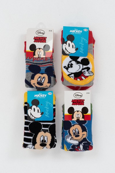 Παιδικές κάλτσες DISNEY MICKEY με βεντουζάκια 4 Pack