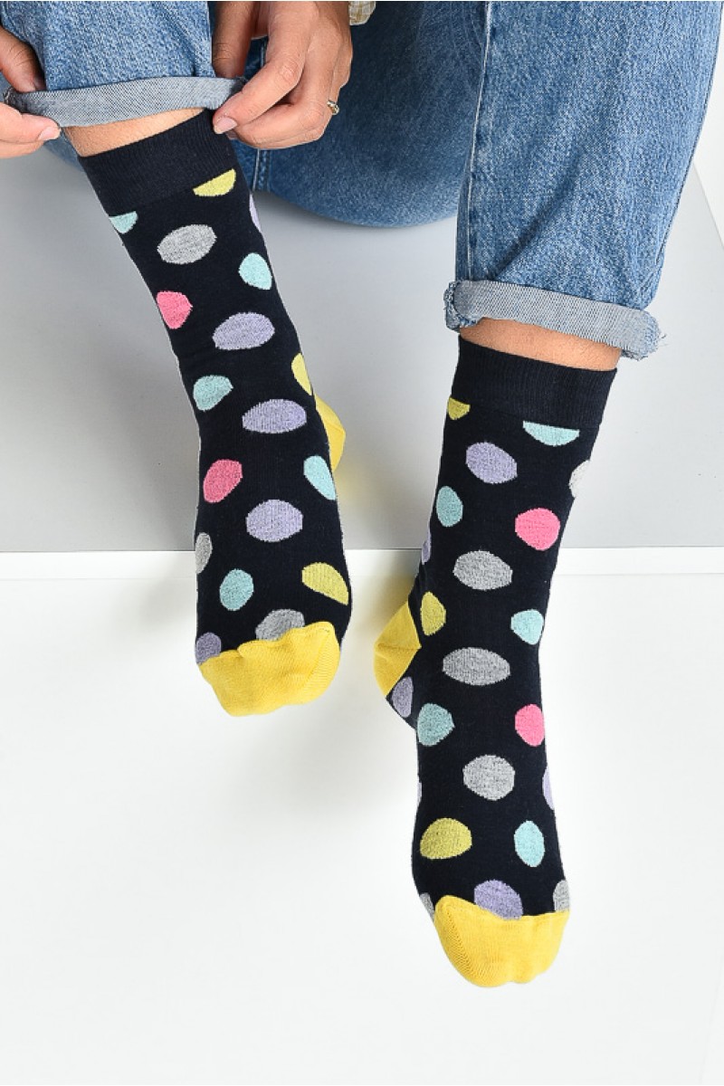 UNISEX Κάλτσες Λεπτές Πουά NAVY YELLOW UNISEX Κάλτσες Λεπτές Πουά NAVY YELLOW