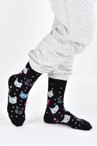 Crazy Cats Black Socks