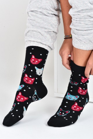 Crazy Cats Black Socks