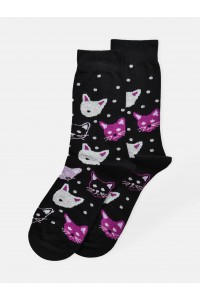 Crazy Cats Black Socks