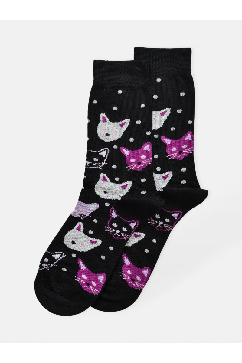 Crazy Cats Black Socks