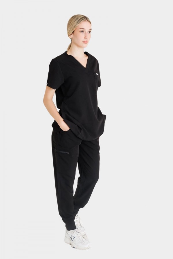 Γυναικείο ιατρικό παντελόνι με λάστιχο Dr Scrub Μαύρο PRS01PFBK