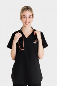 Γυναικεία ιατρική μπλούζα Dr Scrub ΜΑΥΡΟ PRS01TFBK