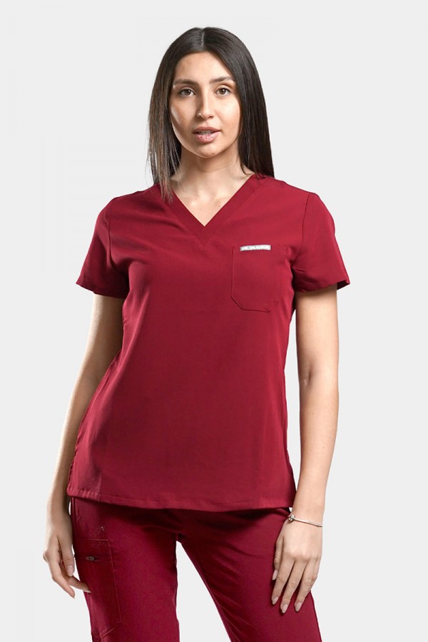 Γυναικεία ιατρική μπλούζα Dr Scrub Μπορντό PRS01TFBU