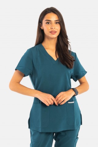 Γυναικεία ιατρική μπλούζα Dr Scrub Πετρόλ PRS02TFCA