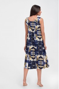 Αμάνικο φόρεμα ANS Multicolor Blue Καλοκαίρι 2020