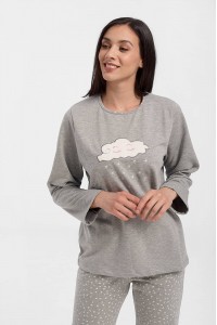 Κλασική γυναικεία πυτζάμα Galaxy Grey Funny Cloud