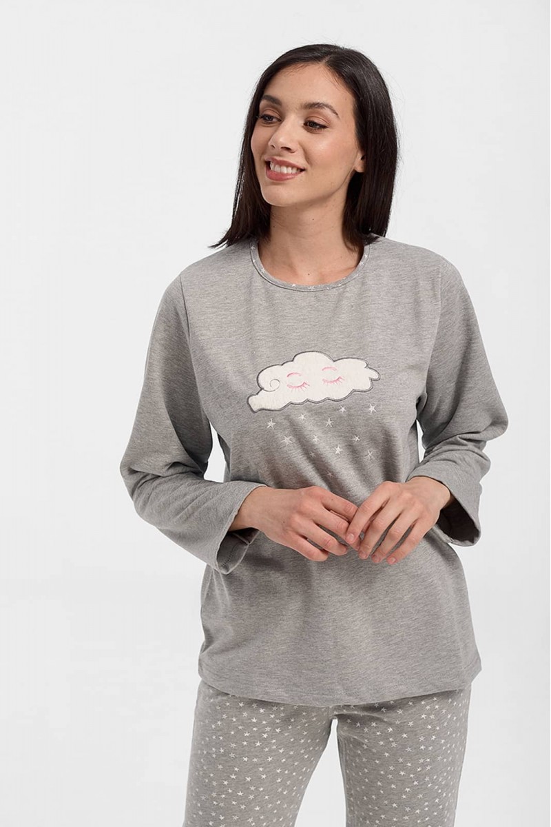 Κλασική γυναικεία πυτζάμα Galaxy Grey Funny Cloud Κλασική γυναικεία πυτζάμα Galaxy Grey Funny Cloud