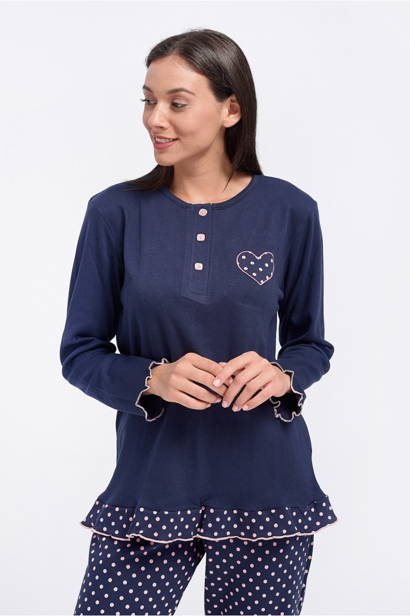 Γυναικεία πυτζάμα CHERRY Heart Πουά NAVY Γυναικεία πυτζάμα CHERRY Heart Πουά NAVY