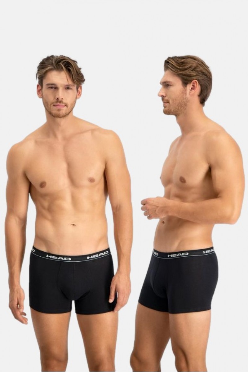 Ανδρικά Boxers HEAD Basic 2 Pack ΜΑΥΡΟ