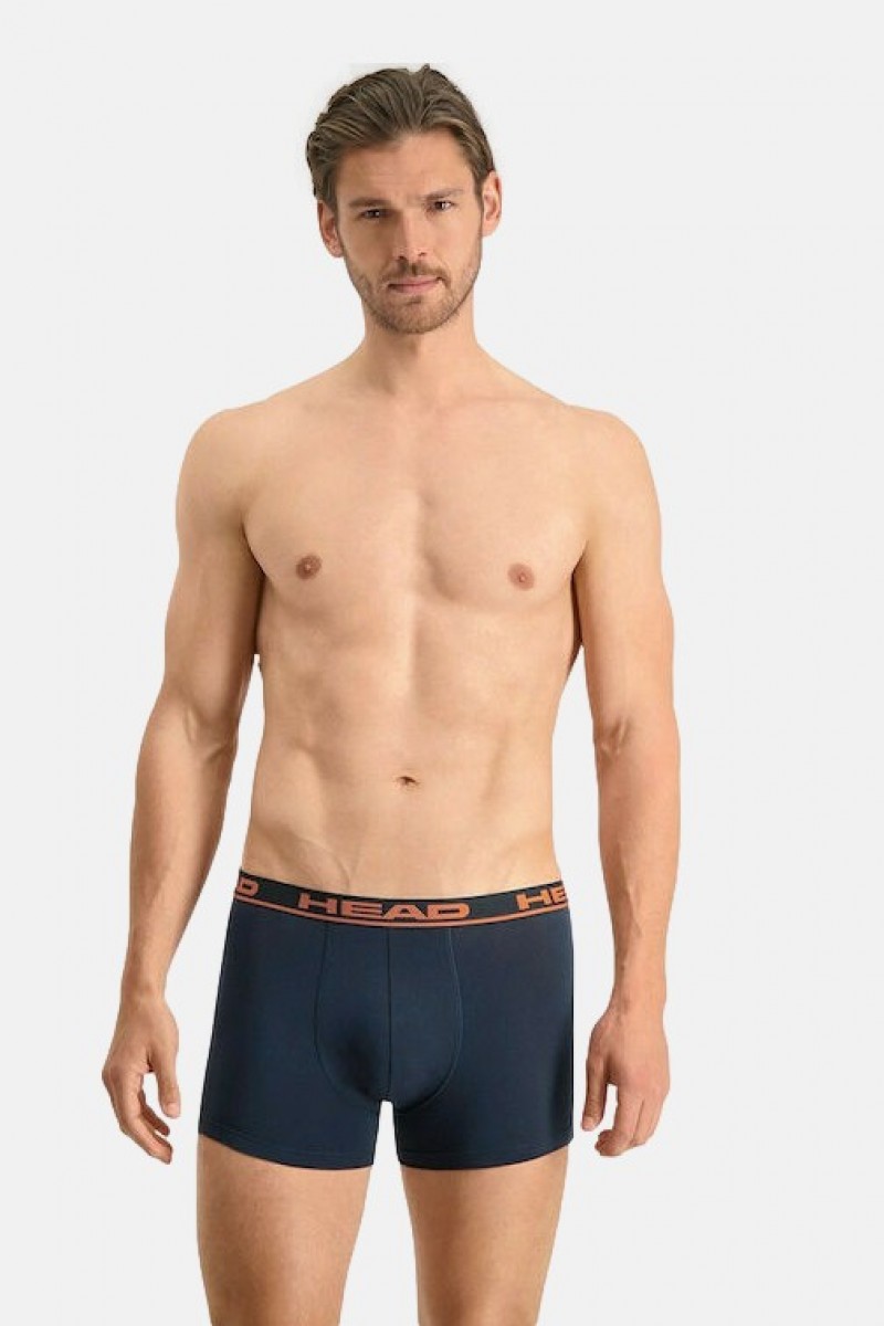 Ανδρικά Boxers HEAD Basic 2 Pack NAVY ORANGE