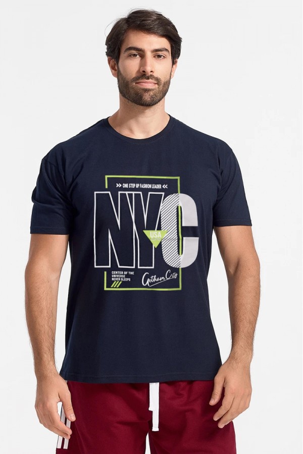 Ανδρικό T-Shirt JHK NEW YORK CITY NAVY NEW