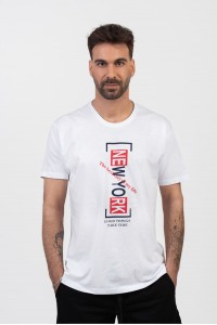 Ανδρικό T-Shirt JHK NEW YORK CITY ΛΕΥΚΟ