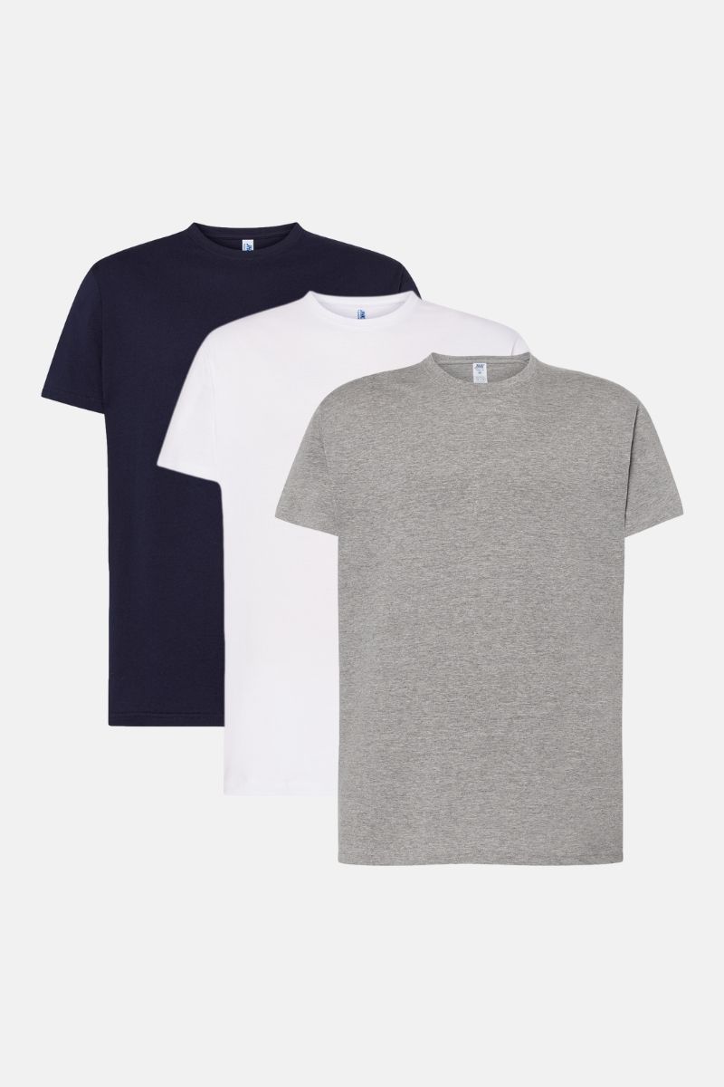 Μονόχρωμα T-Shirts JHK 3 PACK Μπλε Γκρι Λευκό