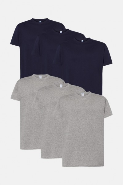 Μονόχρωμα T-Shirts JHK 6 PACK Μπλε και Γκρι