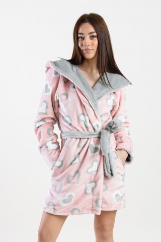 ΡΟΜΠΑ FLEECE ΜΕ ΚΟΥΚΟΥΛΑ KOYOTE ΚΓ5458 ΡΟΖ ΚΑΡΔΙΑ