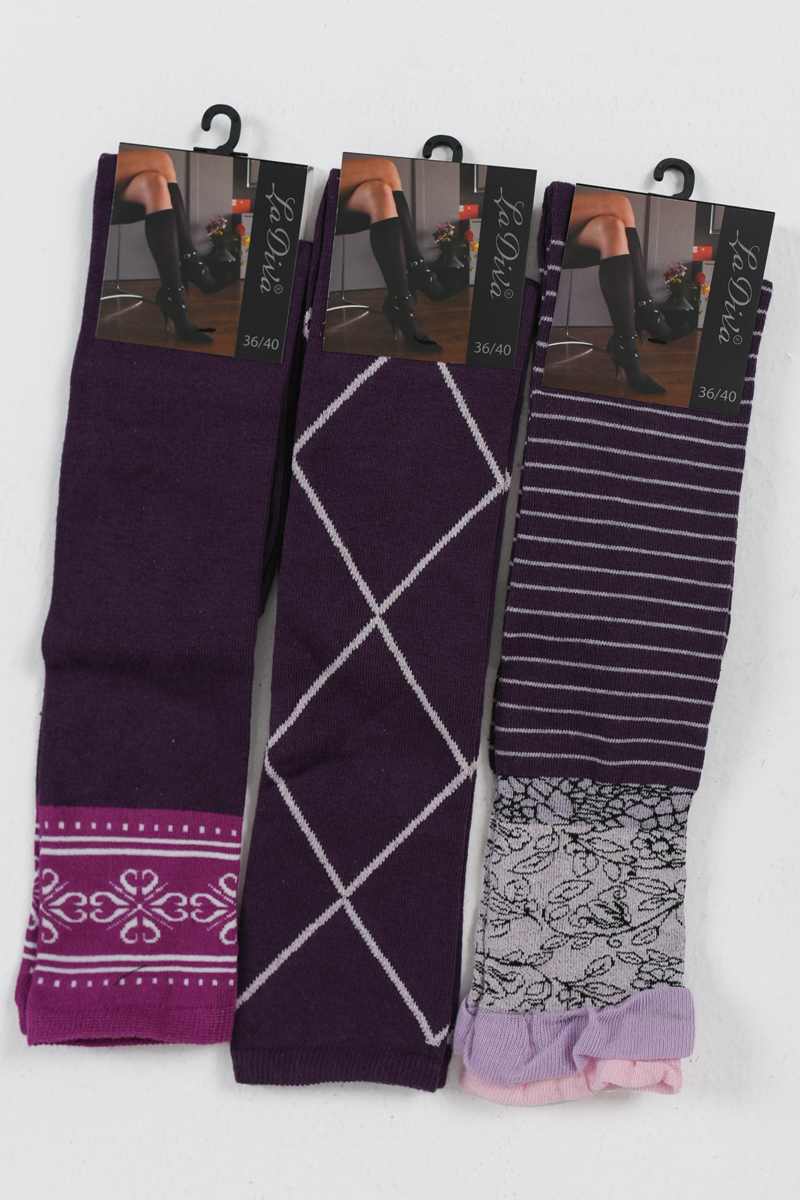 Γυναικείες κάλτσες στο γόνατο LA DIVA 3 Pack Combo 1 Γυναικείες κάλτσες στο γόνατο LA DIVA 3 Pack Combo 1
