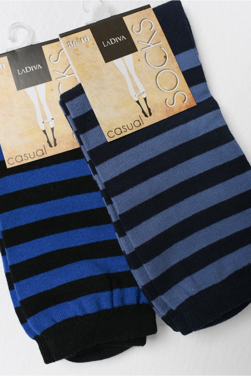 Γυναικείες κάλτσες LA DIVA 2 Pack Blue Ριγέ