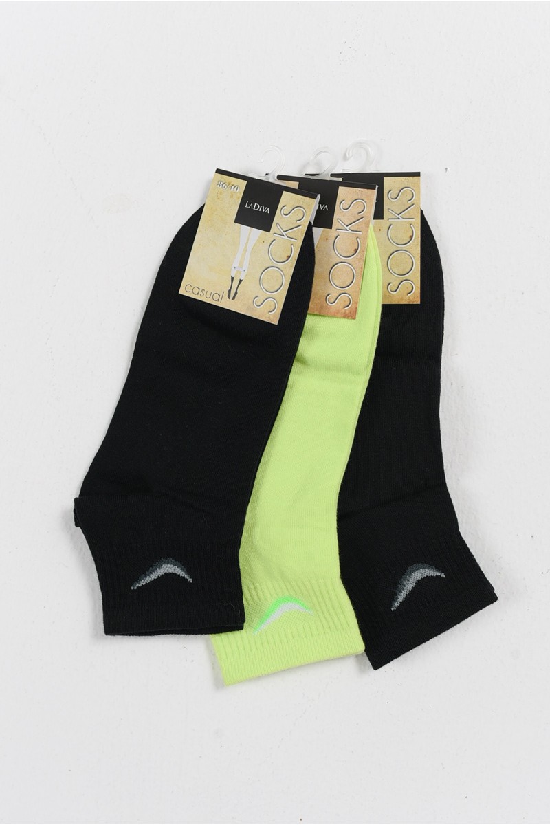 Ημίκοντες κάλτσες LA DIVA 3 Τεμαχίων Black and Green Ημίκοντες κάλτσες LA DIVA 3 Τεμαχίων Black and Green