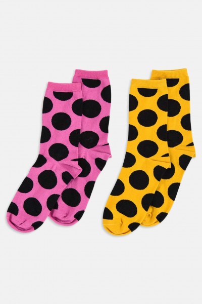 Γυναικείες κάλτσες LA DIVA Πουά Φουξ και Κίτρινο