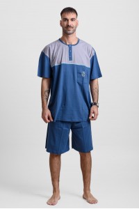 Ανδρική πιτζάμα με 2 παντελόνια LION 25-200 PLUS SIZE Μπλε Ραφ Ανδρική πιτζάμα με 2 παντελόνια LION 25-200 PLUS SIZE Μπλε Ραφ
