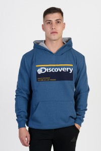 Μπλούζα φούτερ με κουκούλα LION DISCOVERY Μπλε Ραφ Μπλούζα φούτερ με κουκούλα LION DISCOVERY Μπλε Ραφ