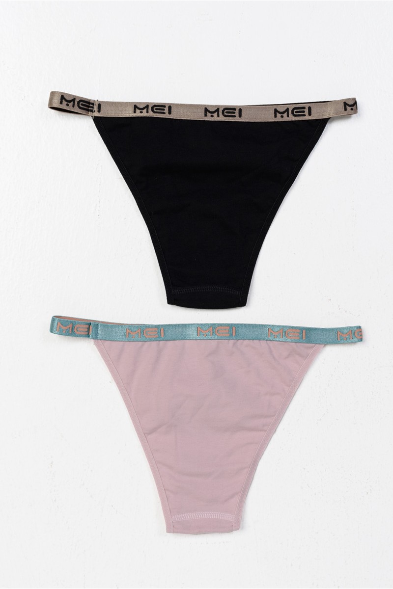 Γυναικεία Εσώρουχα Slip MEI 2340 ΜΑΥΡΟ ΡΟΖ 2 PACK Γυναικεία Εσώρουχα Slip MEI 2340 ΜΑΥΡΟ ΡΟΖ 2 PACK