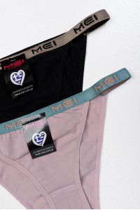 Γυναικεία Εσώρουχα Slip MEI 2340 ΜΑΥΡΟ ΡΟΖ 2 PACK Γυναικεία Εσώρουχα Slip MEI 2340 ΜΑΥΡΟ ΡΟΖ 2 PACK