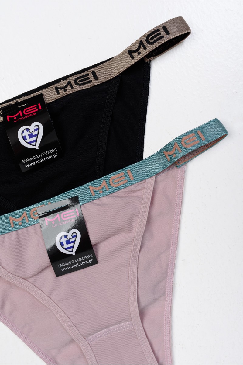 Γυναικεία Εσώρουχα Slip MEI 2340 ΜΑΥΡΟ ΡΟΖ 2 PACK Γυναικεία Εσώρουχα Slip MEI 2340 ΜΑΥΡΟ ΡΟΖ 2 PACK