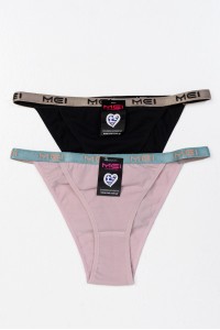 Γυναικεία Εσώρουχα Slip MEI 2340 ΜΑΥΡΟ ΡΟΖ 2 PACK Γυναικεία Εσώρουχα Slip MEI 2340 ΜΑΥΡΟ ΡΟΖ 2 PACK