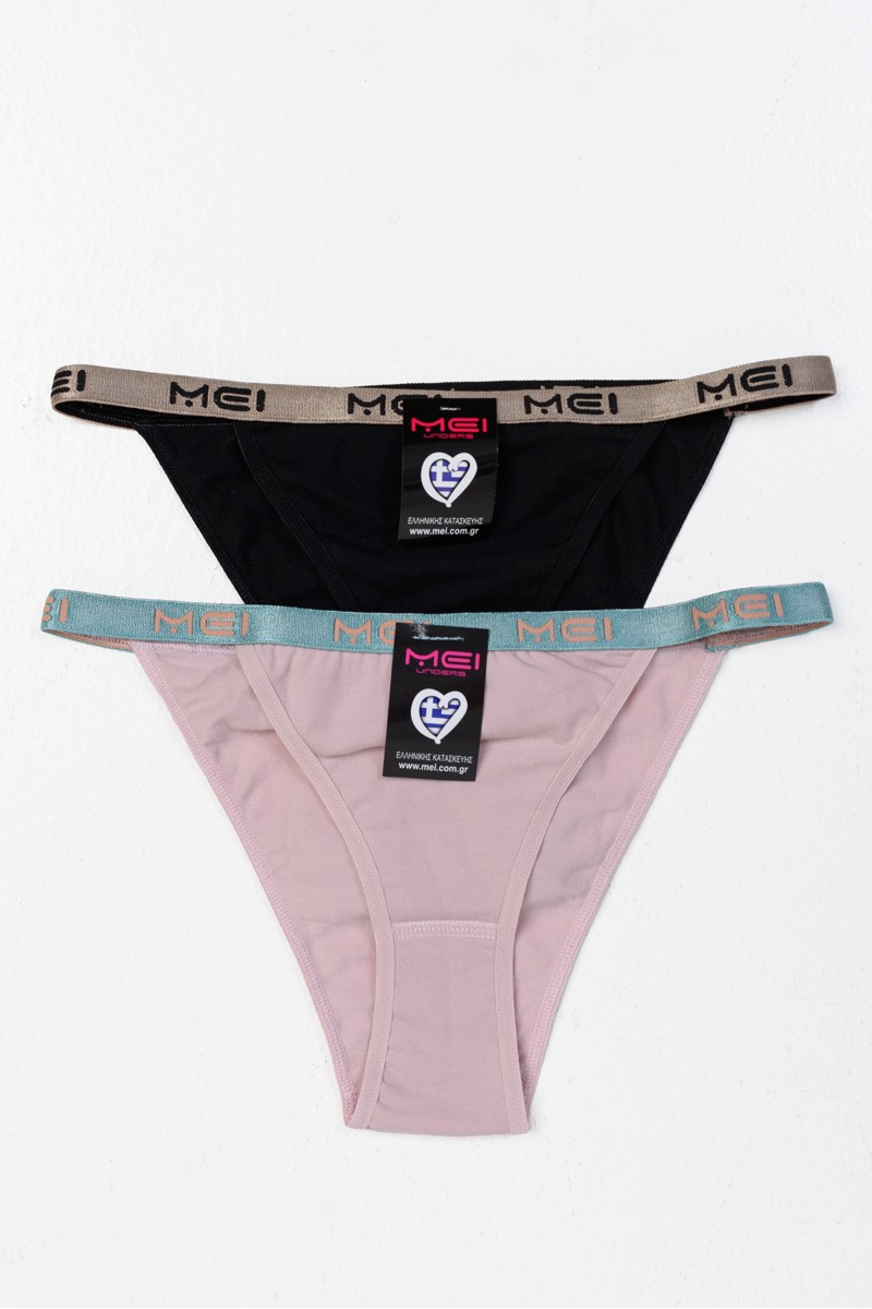Γυναικεία Εσώρουχα Slip MEI 2340 ΜΑΥΡΟ ΡΟΖ 2 PACK Γυναικεία Εσώρουχα Slip MEI 2340 ΜΑΥΡΟ ΡΟΖ 2 PACK